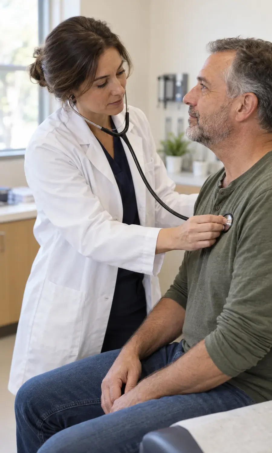 Doctor listening to a patient with a stethoscope