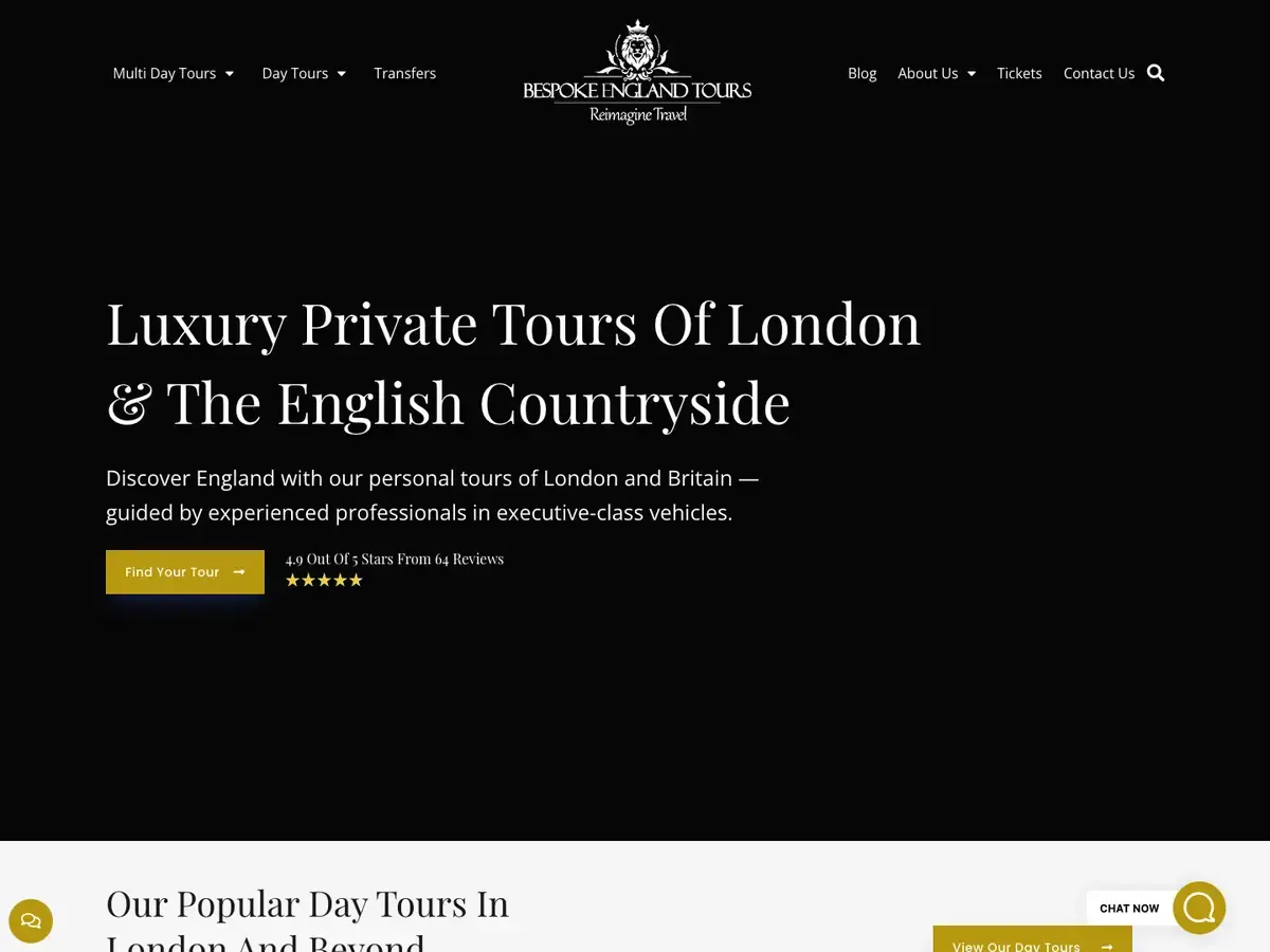 Bespoke England Tours homepage