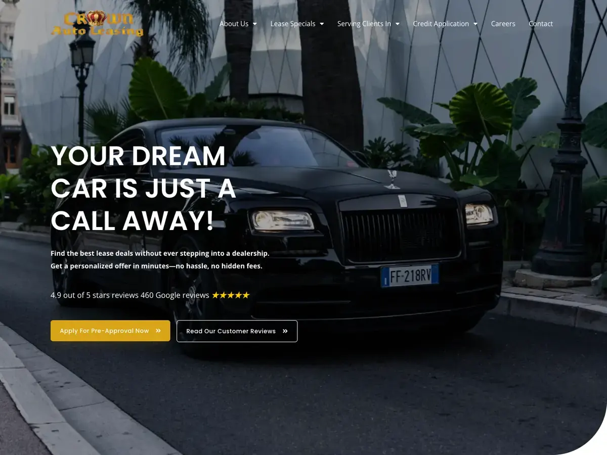 Crown Auto Leasing homepage