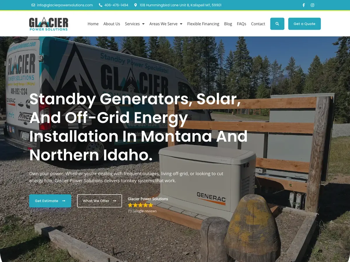Glacier Power Solutions homepage