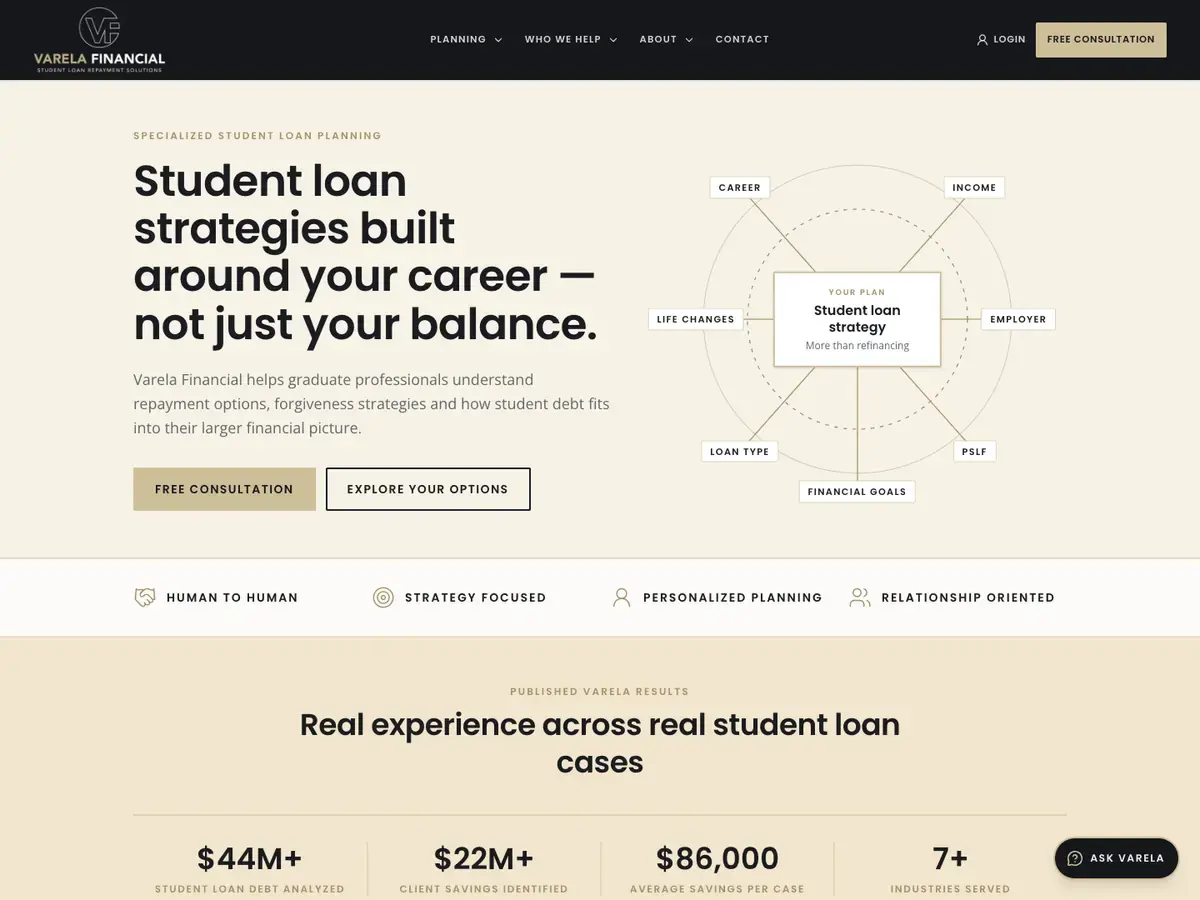 Varela Financial homepage