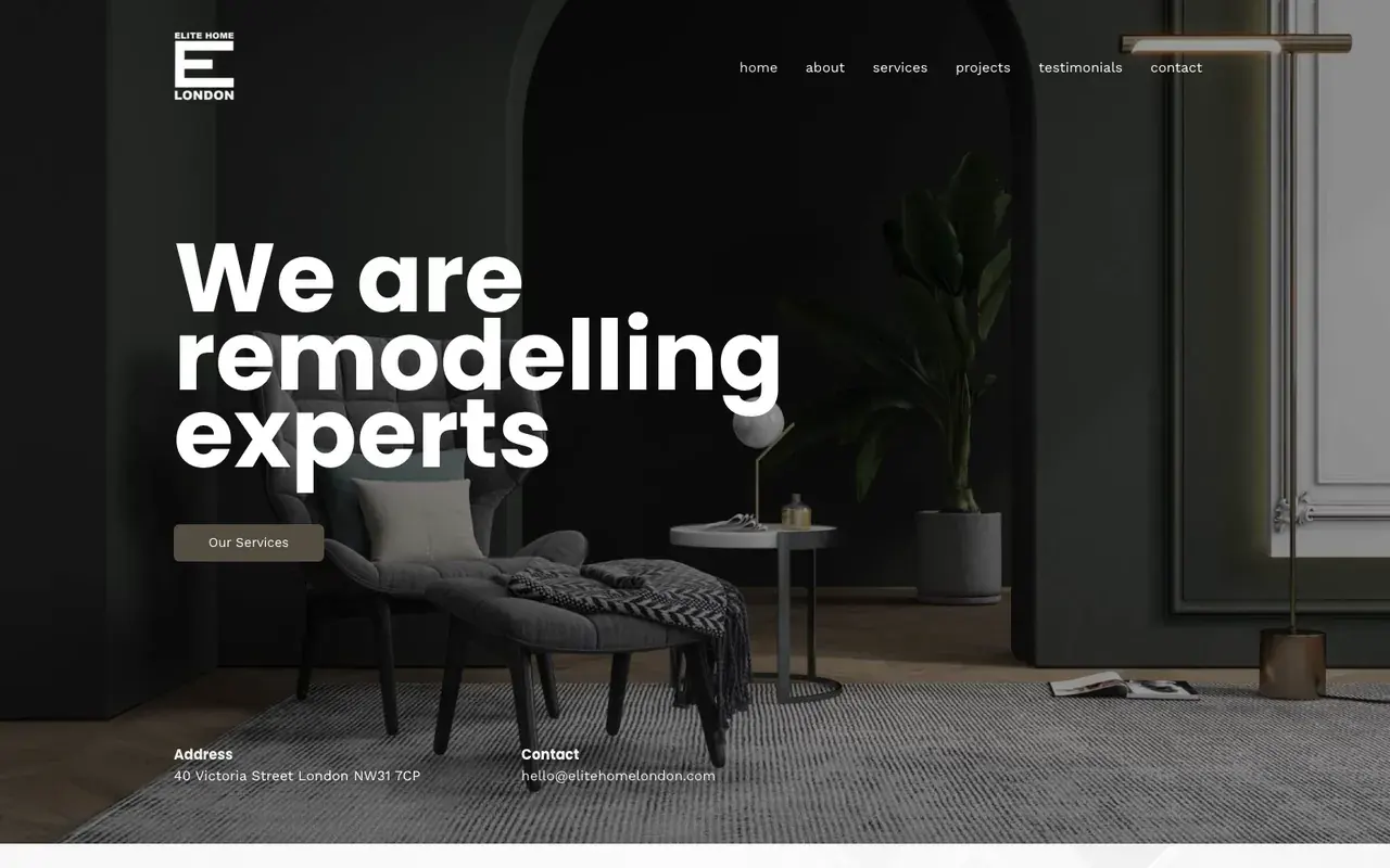 Elite Home London homepage
