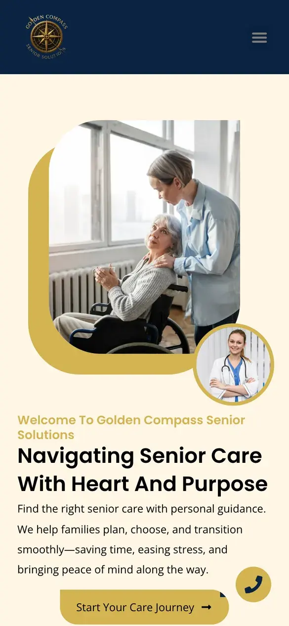GC Senior Solutions homepage on a phone