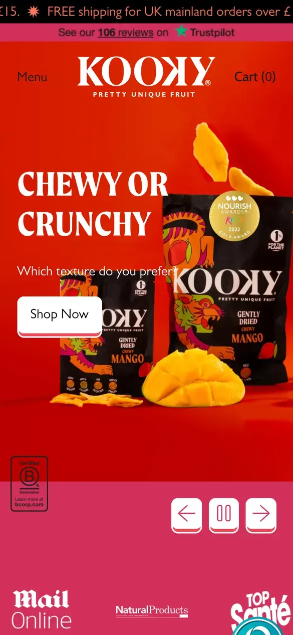 I Am Kooky homepage on a phone