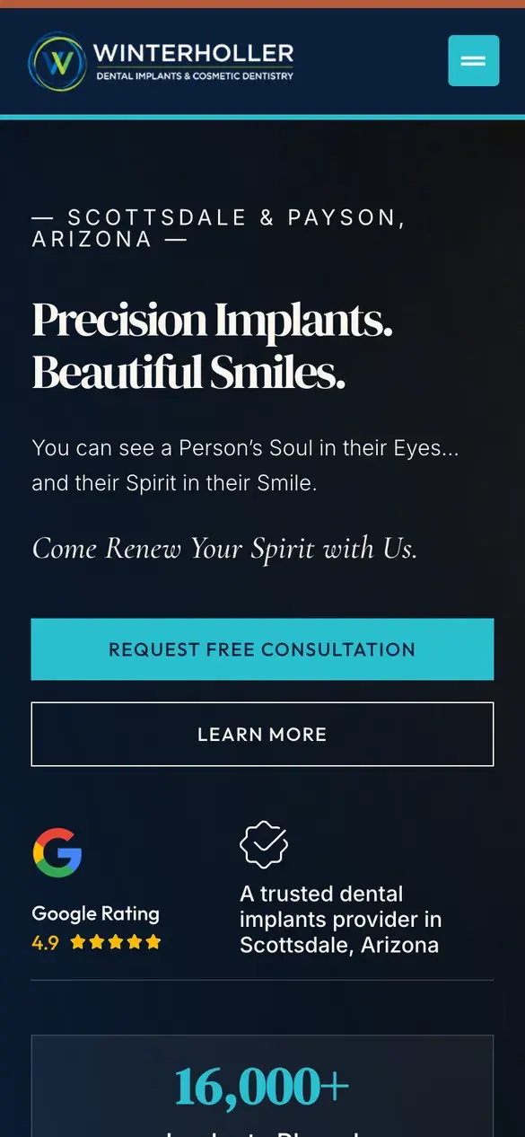 My Arizona Smile homepage on a phone