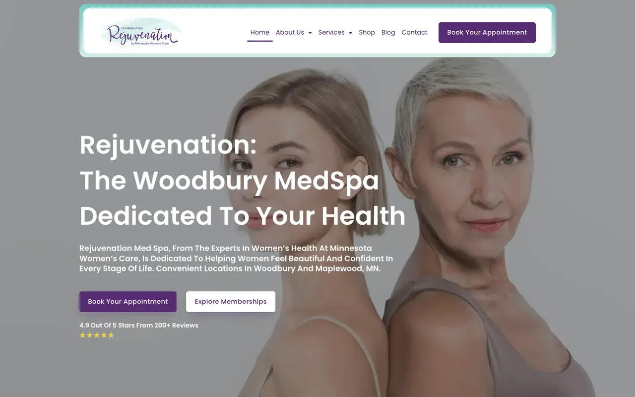 Rejuvenation MedSpa homepage