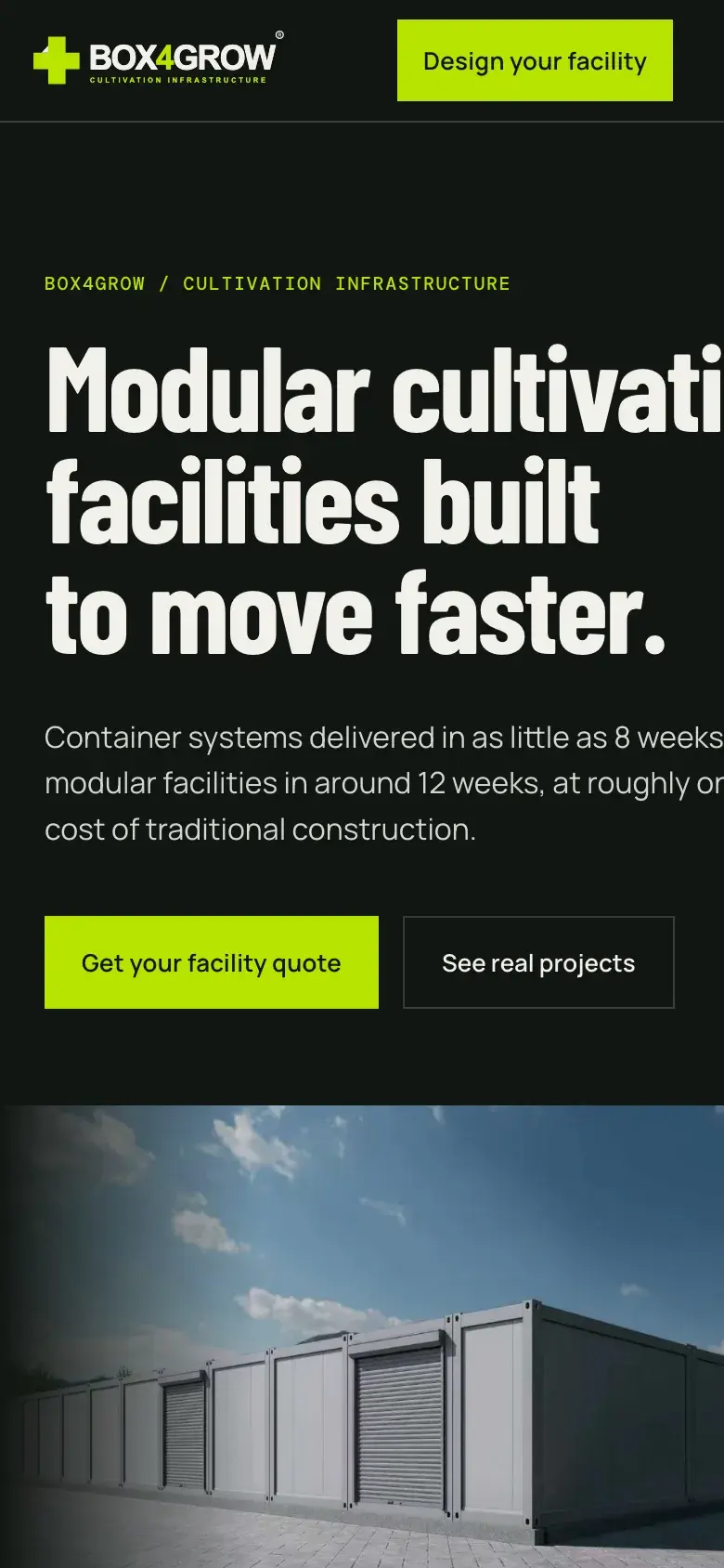 Box4Grow homepage on a phone