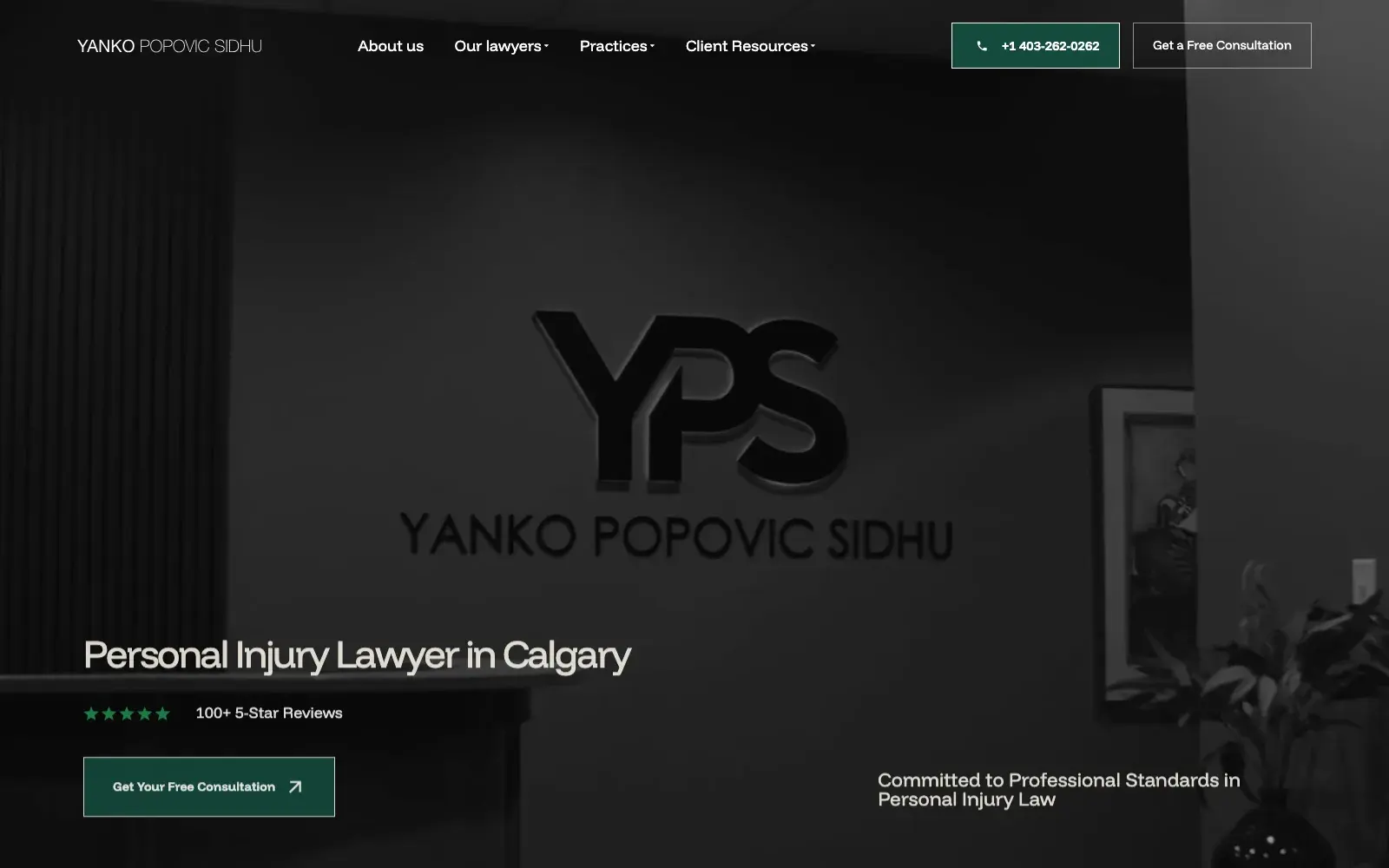 Yanko Popovic Sidhu homepage on desktop