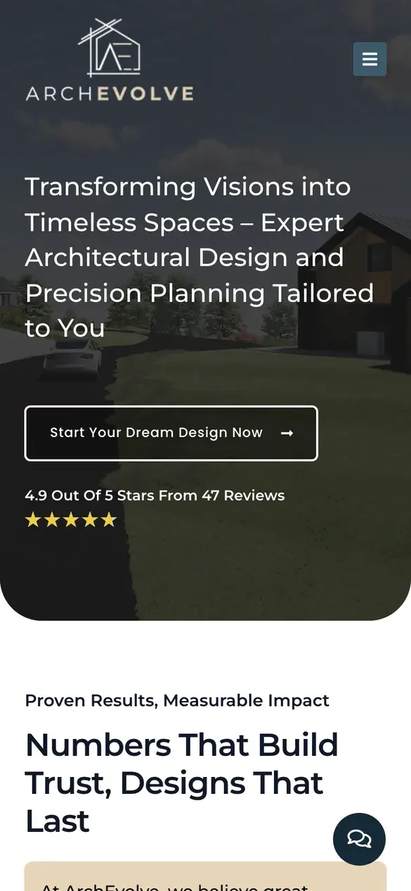 Archevolve homepage on a phone