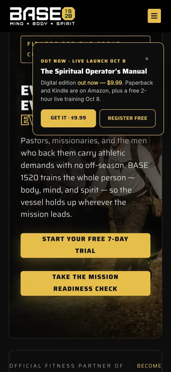 Base 1520 homepage on a phone