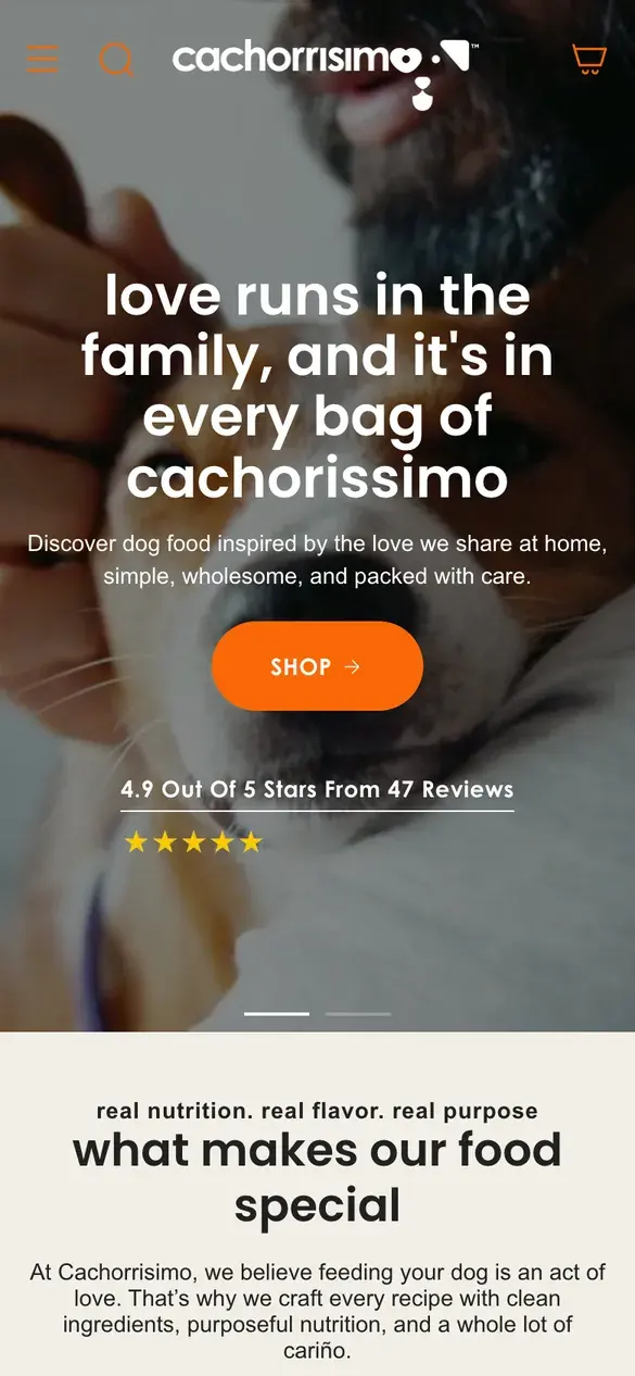 Cachorrisimo homepage on a phone