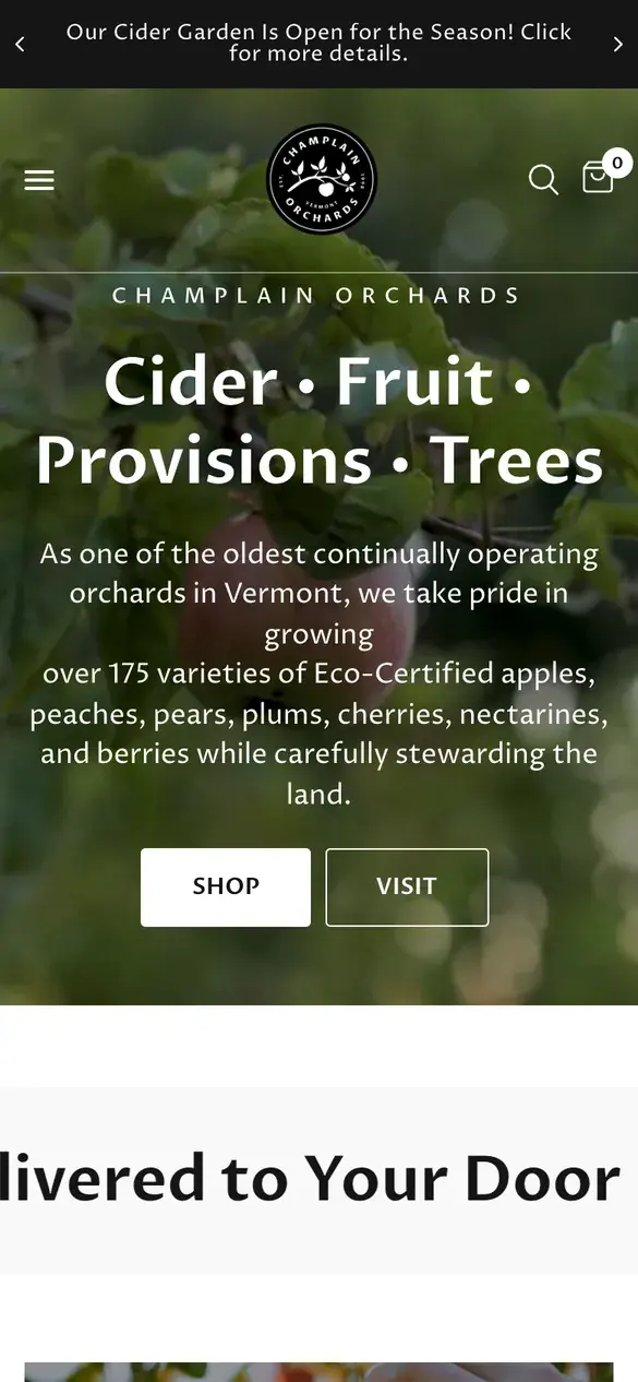 Champlain Orchards on a phone