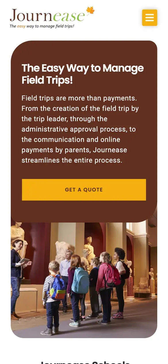 Journease homepage on a phone