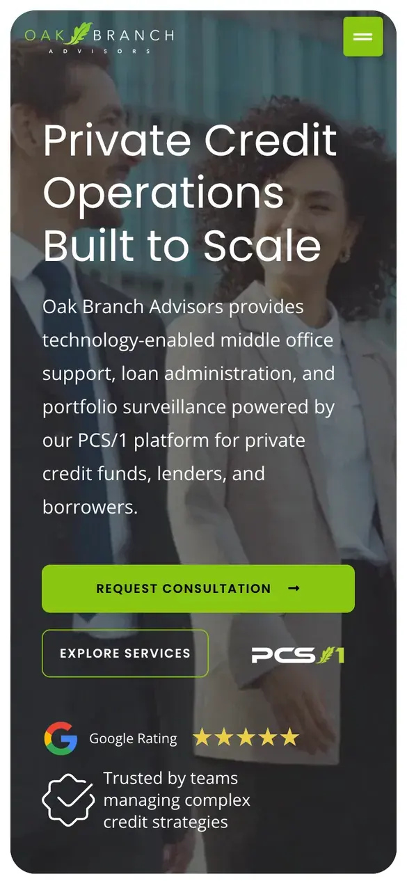 Oak Branch Advisors on a phone
