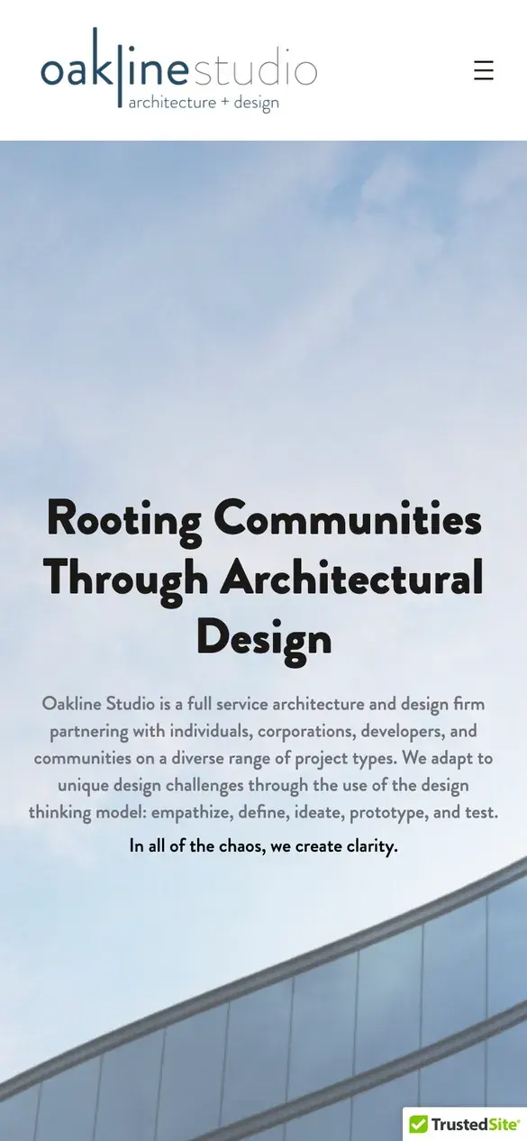 Oakline Studio homepage on a phone