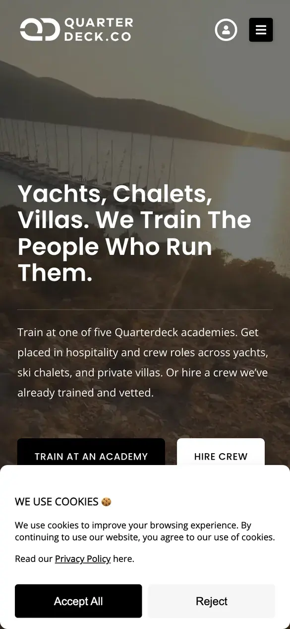 Quarterdeck homepage on a phone