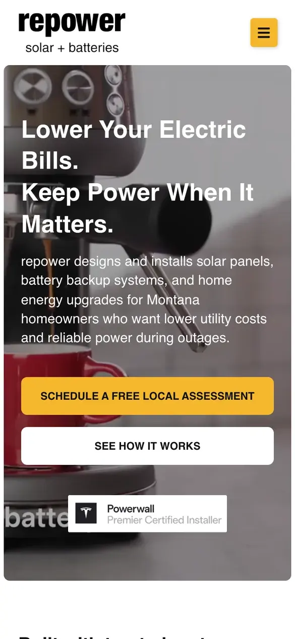 Repower homepage on a phone