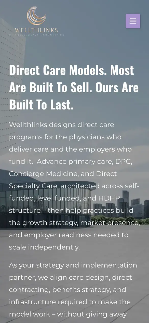 Wellthlinks homepage on a phone