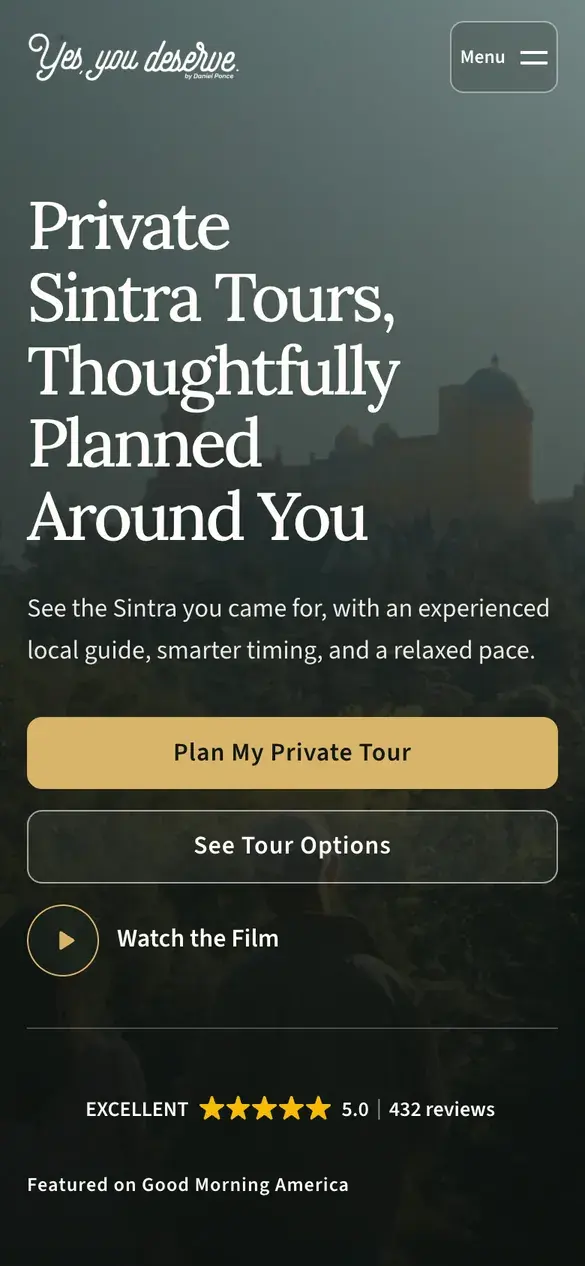 Yes, You Deserve homepage on a phone