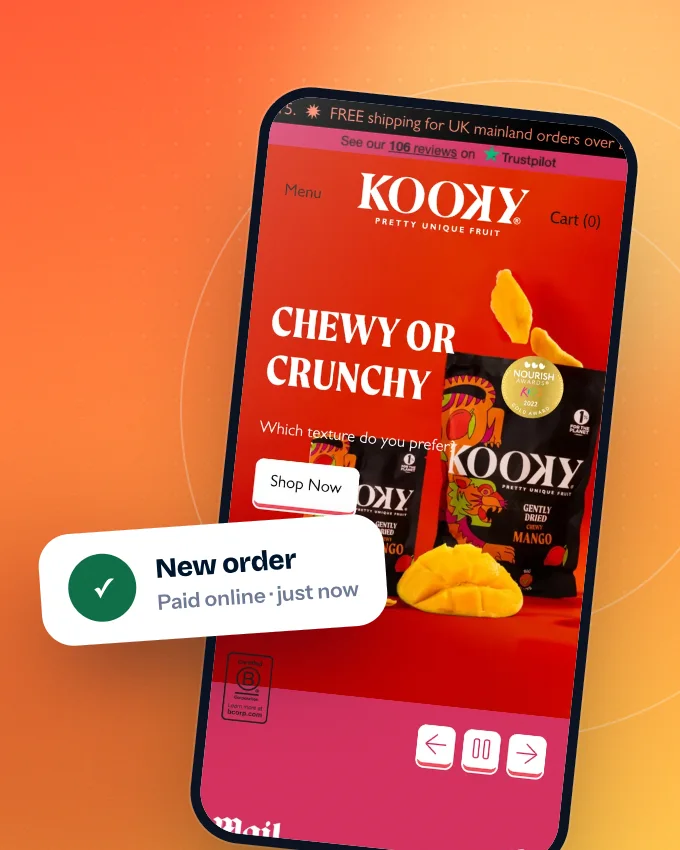 An online store on a phone with a new order coming in