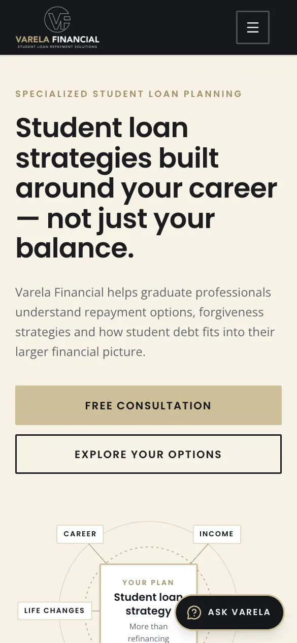 Varela Financial on a phone