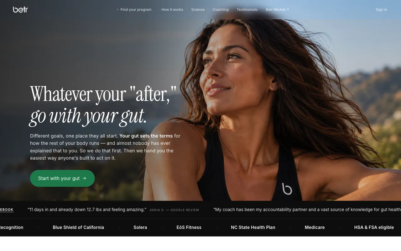 Betr Health homepage