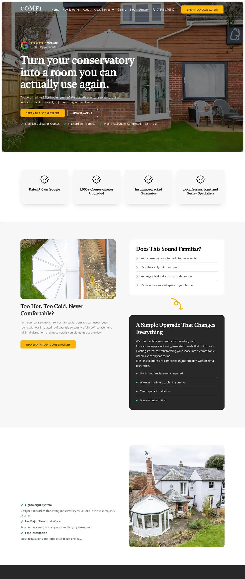 ComfiSpace homepage, full page