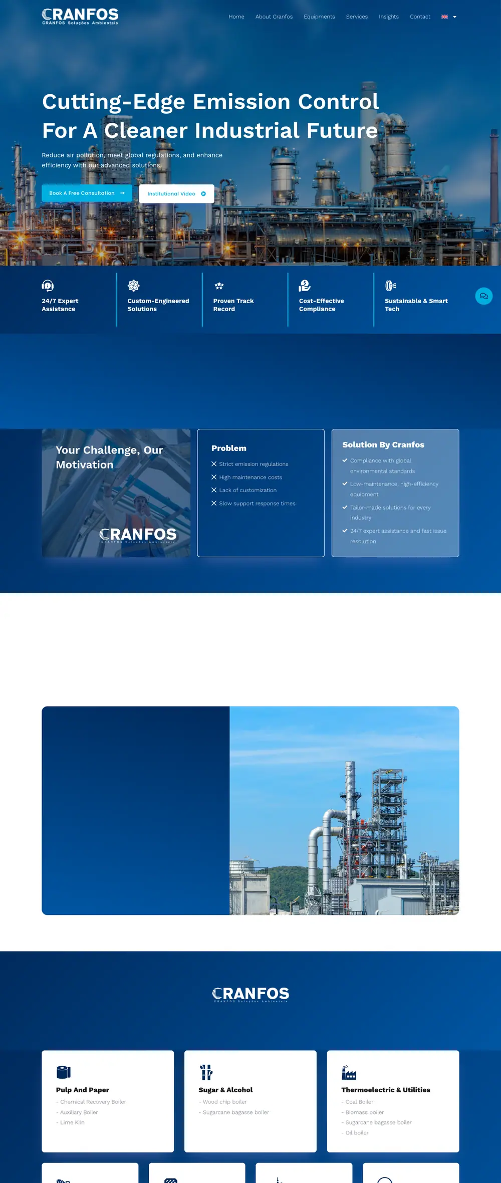Cranfos homepage, full page