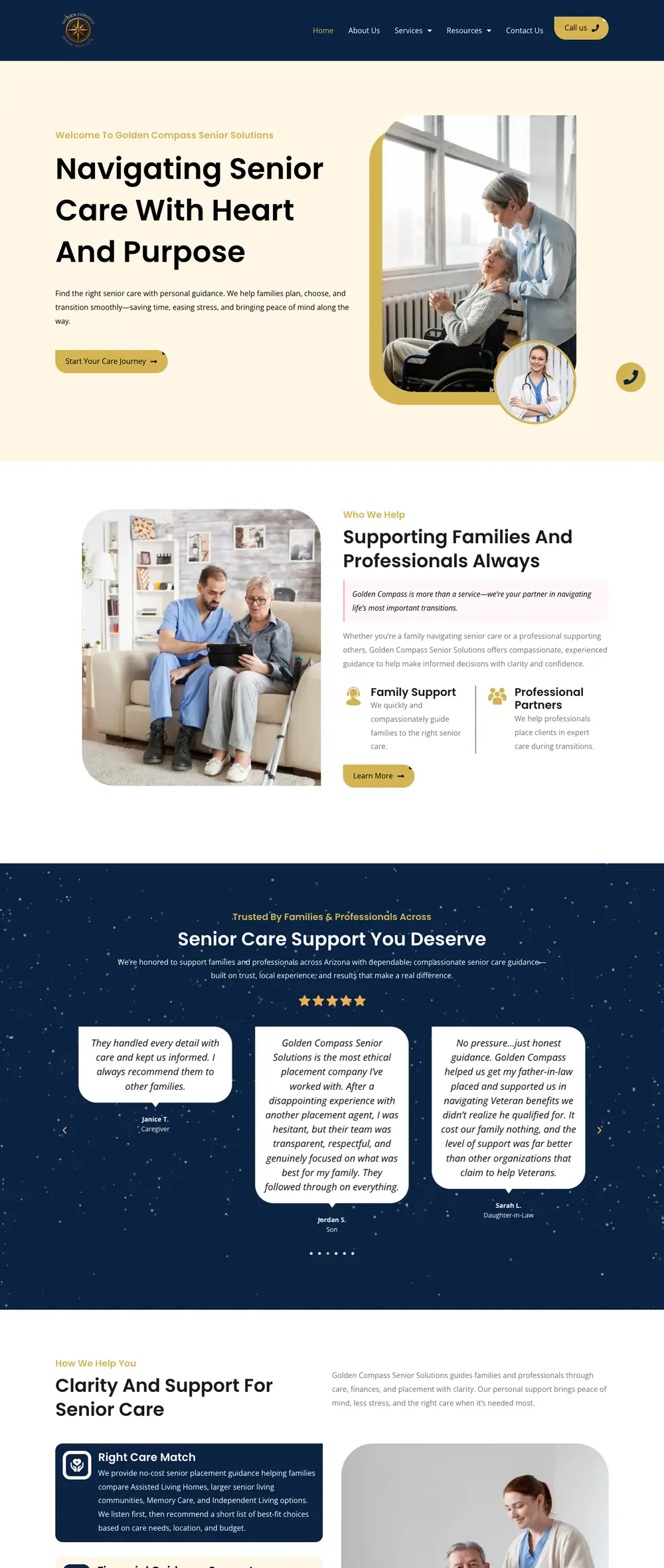 GC Senior Solutions homepage, full page