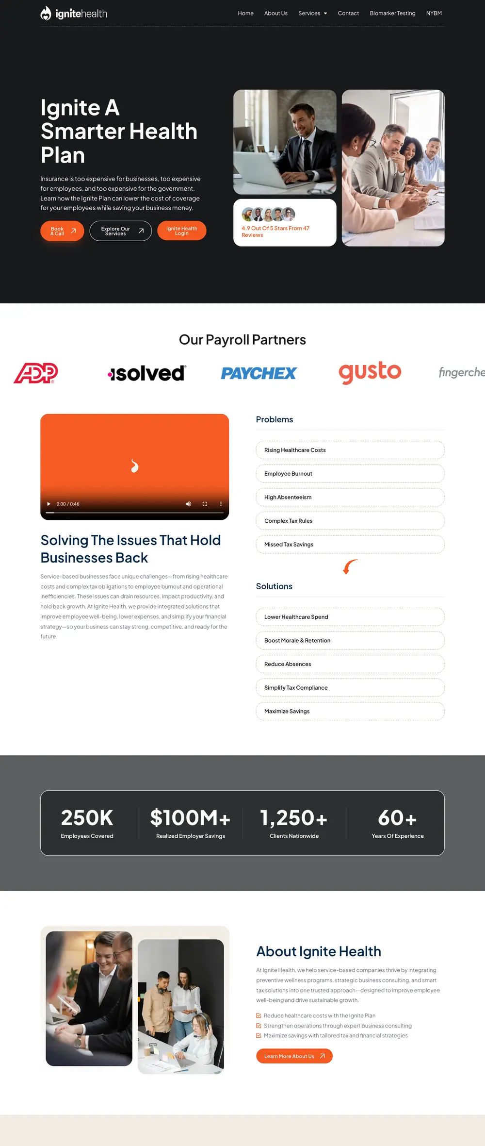 Ignite Health homepage, full page