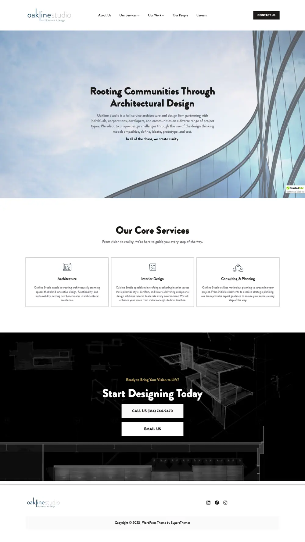 Oakline Studio homepage, full page