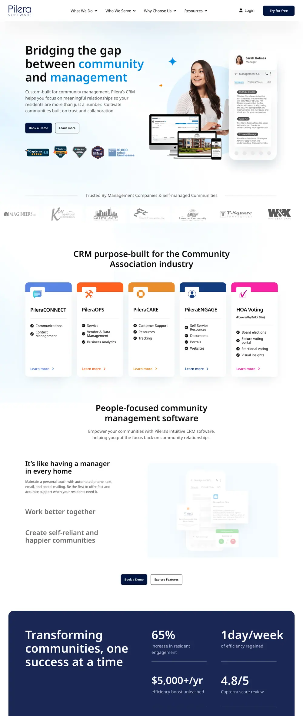 Pilera homepage, full page