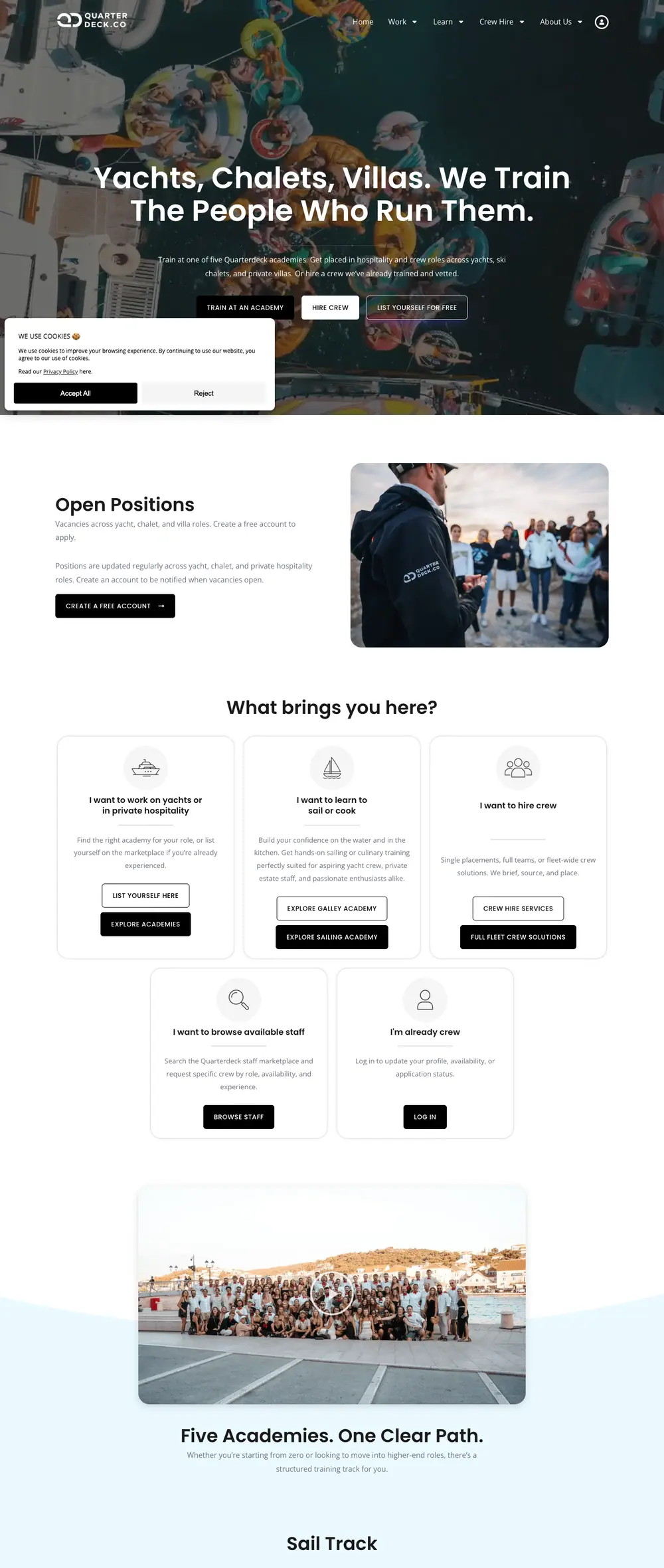Quarterdeck homepage, full page