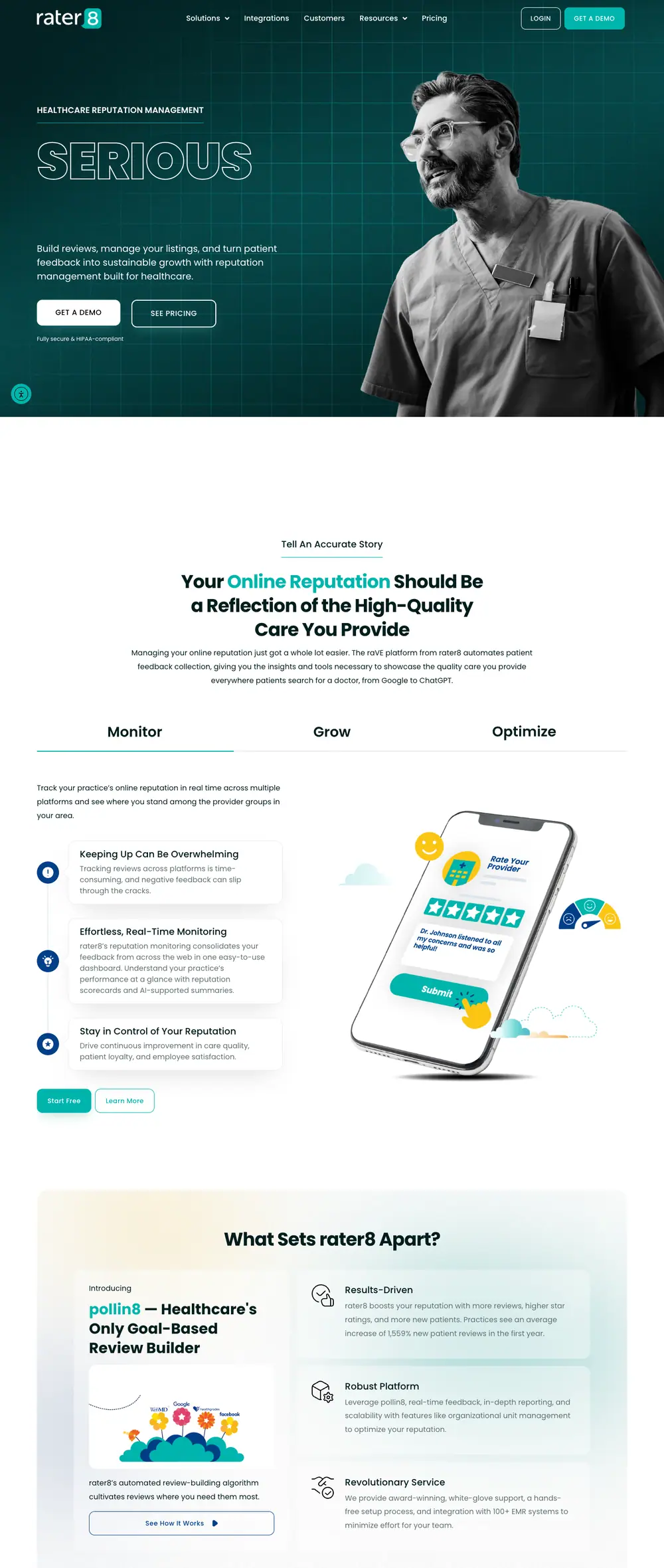 rater8 homepage, full page