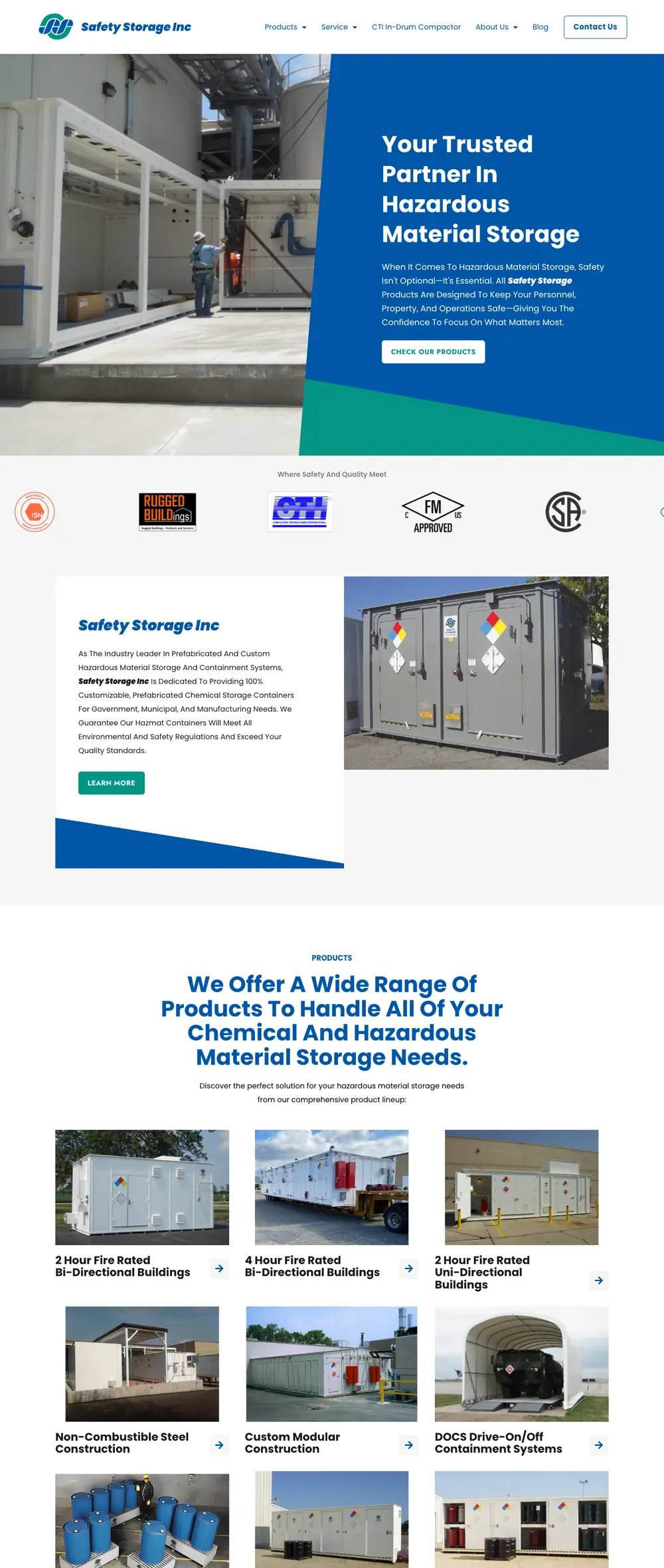 Safety Storage homepage, full page