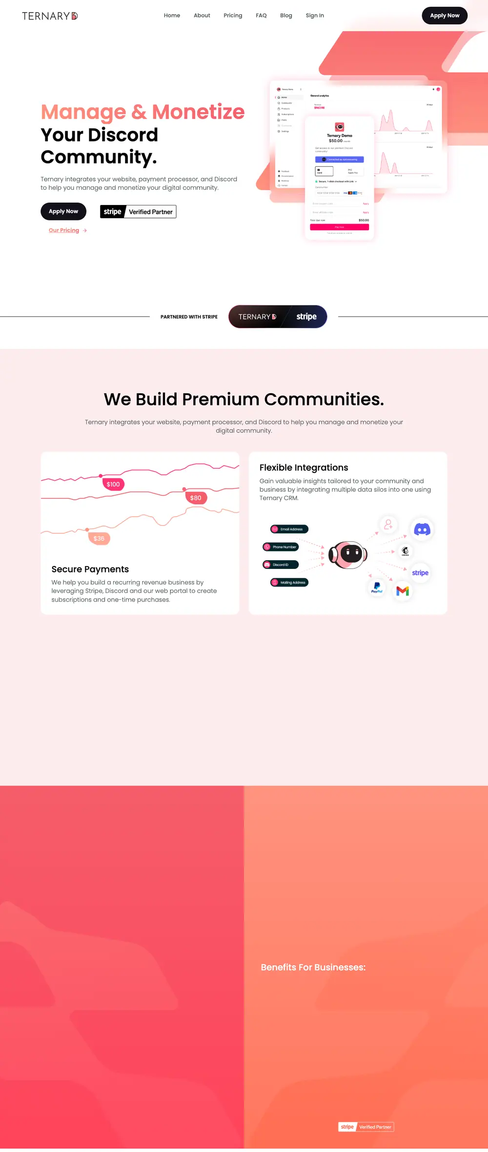 Ternary homepage, full page