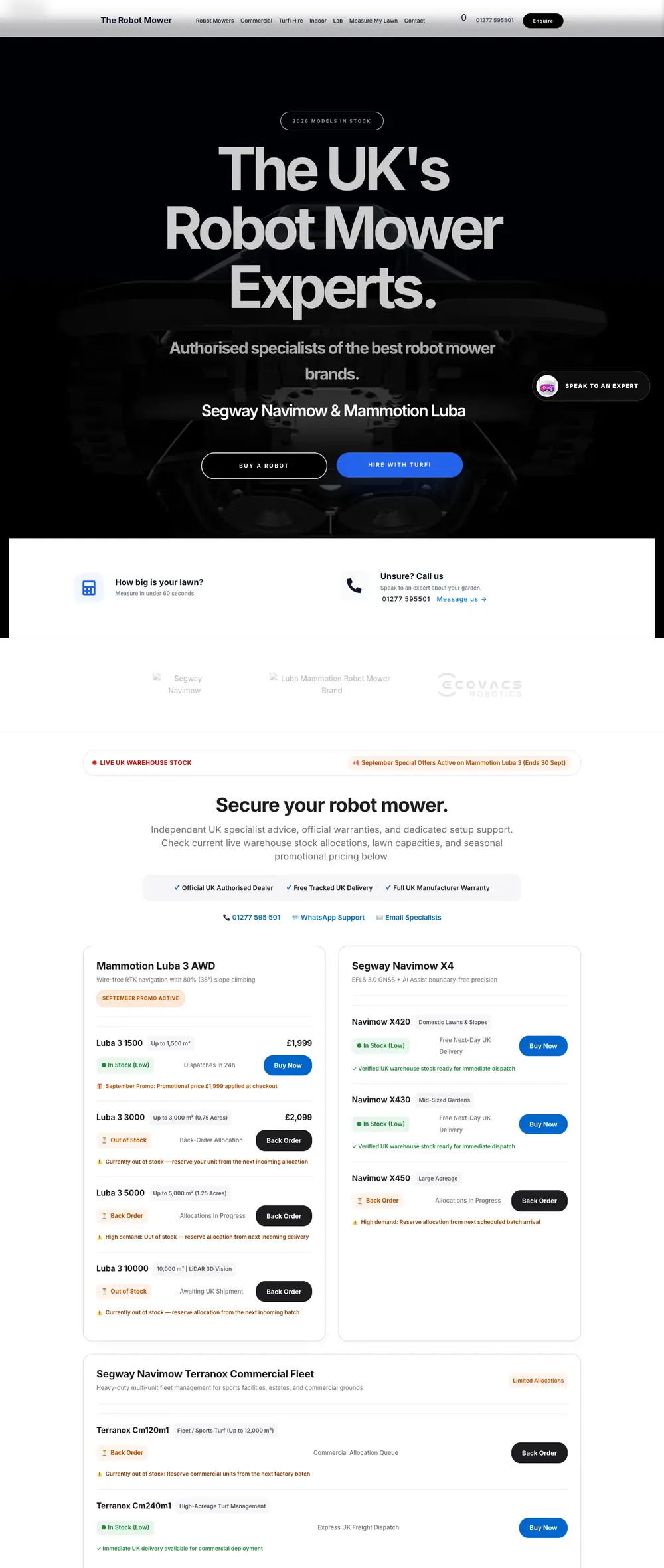 The Robot Mower homepage, full page