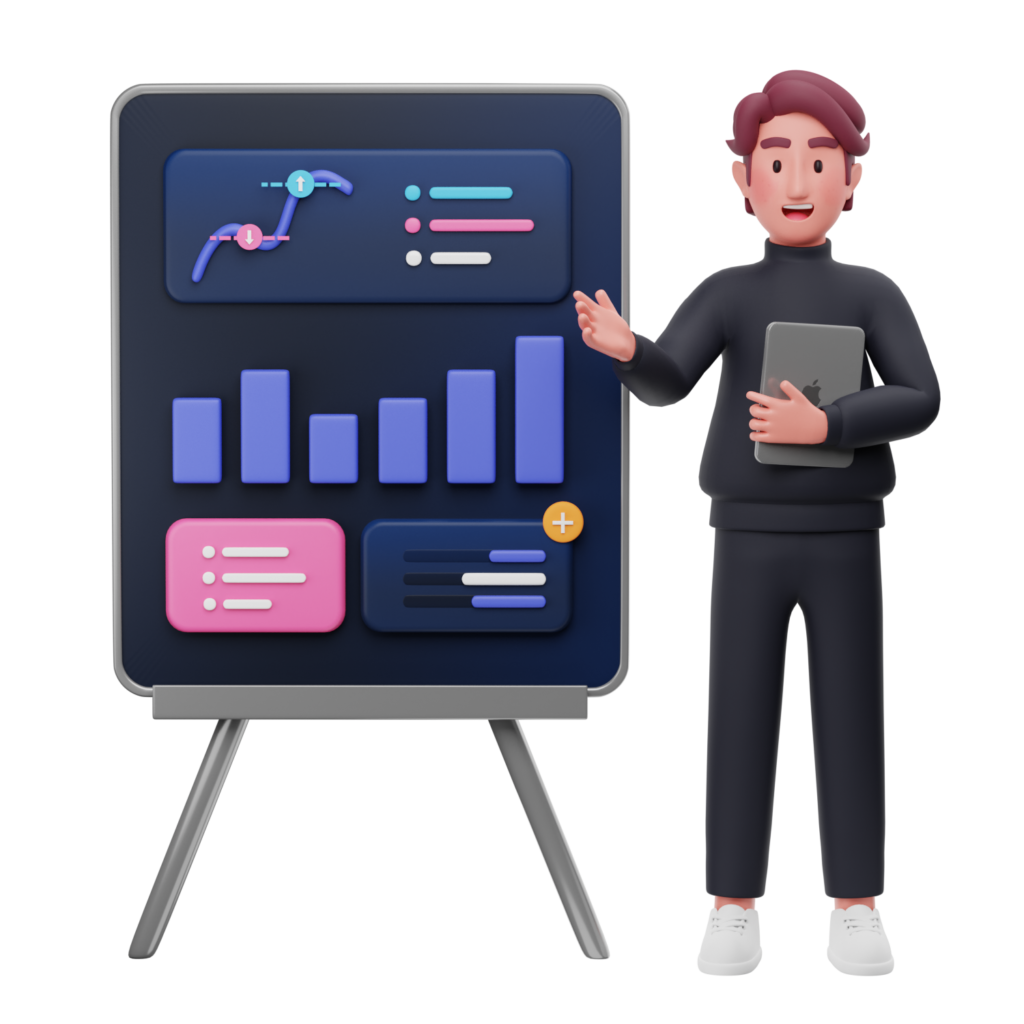 businessman giving analysis presentation