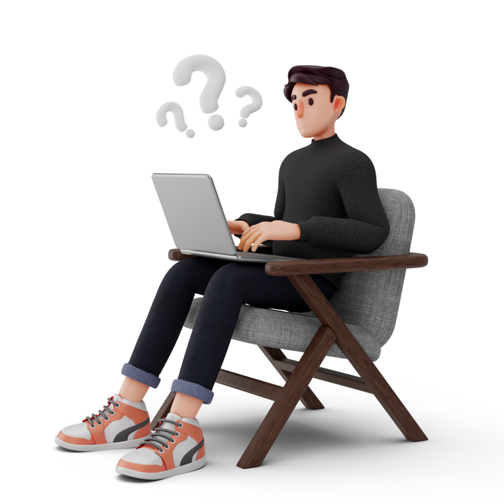 working man confused about laptop