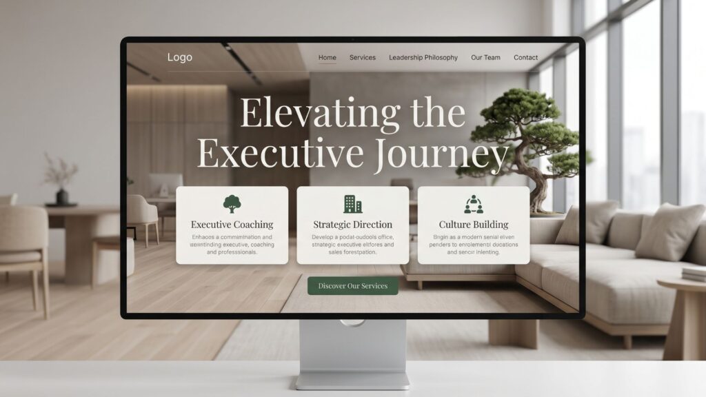 Japandi style Management Consulting Redesign and digital marketing mockup concept by Webtec