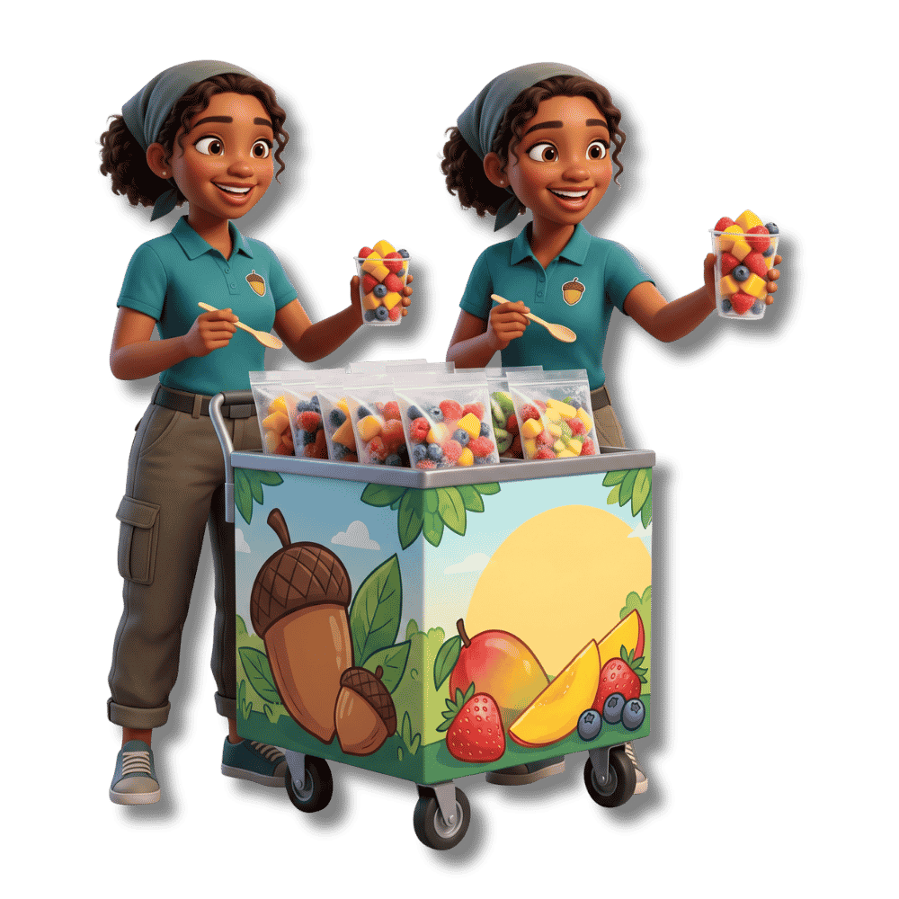 Character Selling frozen fruits