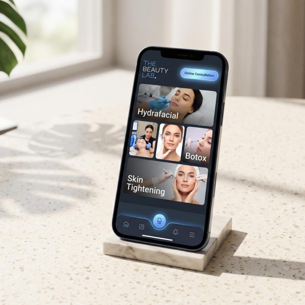 beauty and aesthetics Website Mockup phone screen
