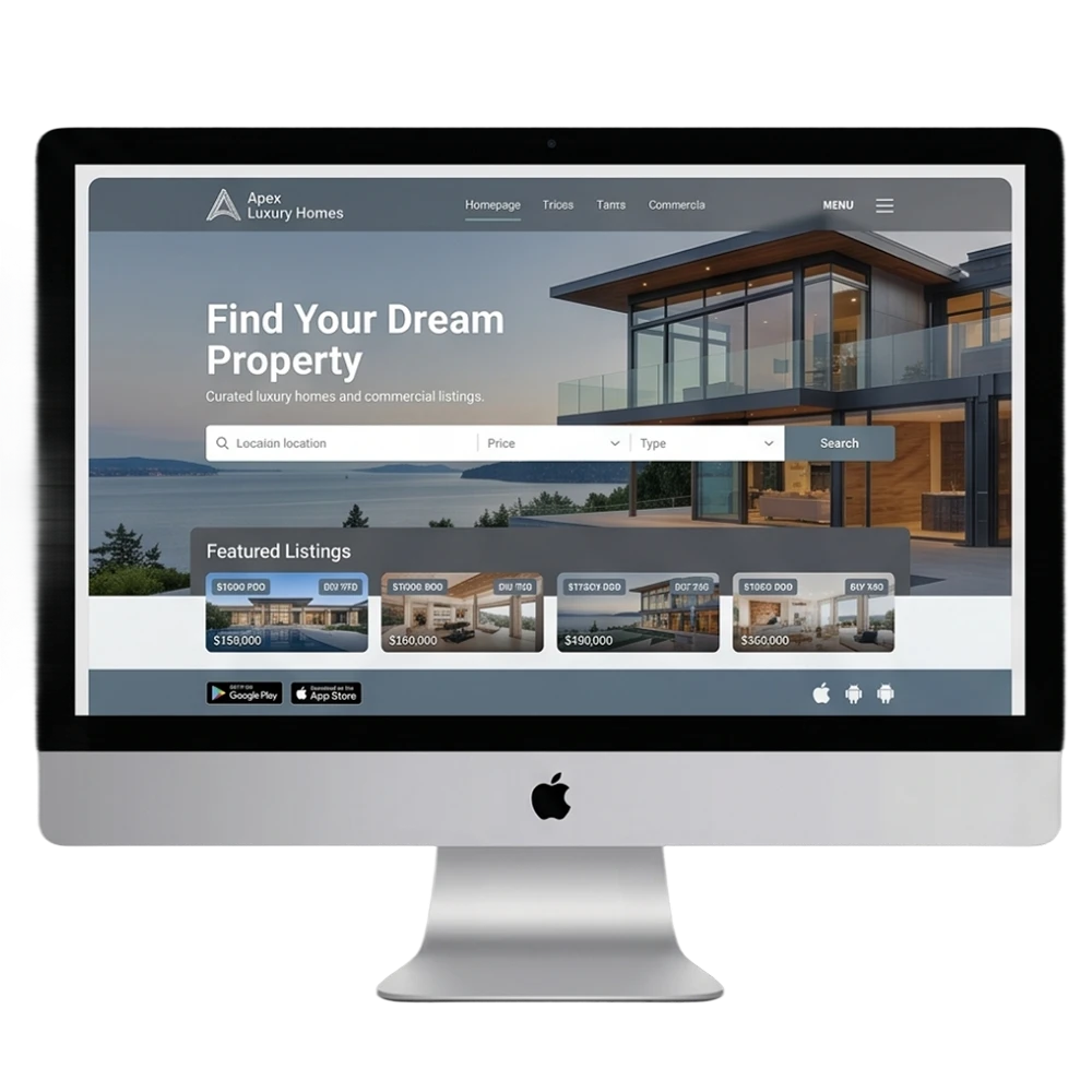 real estate agency website redesign trywebtec mockup
