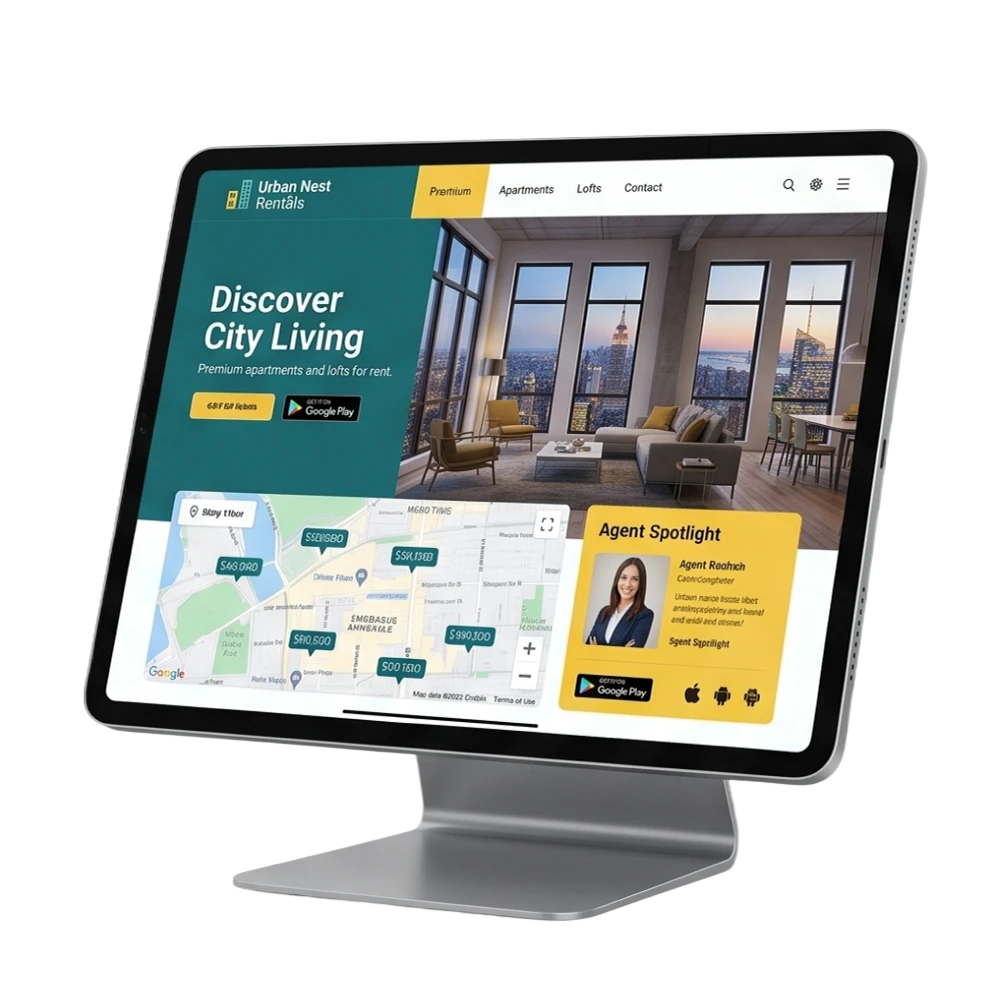 real estate agency website redesign trywebtec mockup