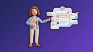 coaching website redesign 71 Animated woman pointing at AI tracking interface with brand, URL, and search icons, with headline "How to Track If AI Engines Are Mentioning My Brand: 5 Practical Ways to Measure Your AI Visibility".