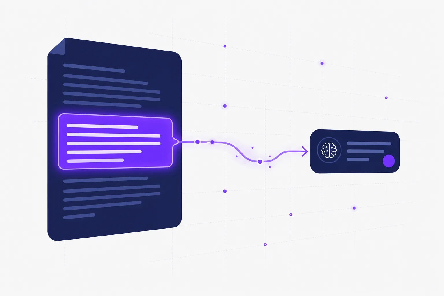 How to Build Topic Clusters for AI Search Visibility: A Step-by-Step Framework 2 Flat illustration of an AI engine lifting a highlighted passage from a structured page and citing it in an answer