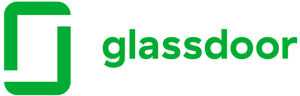 Glassdoor logo in bright green with a door shaped icon beside the wordmark